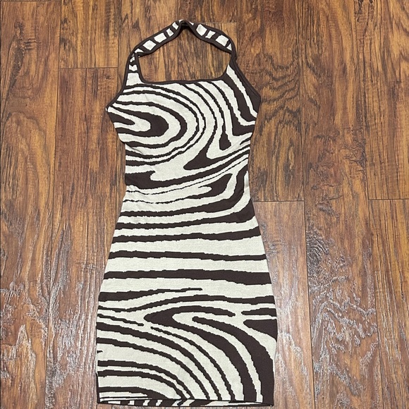 Princess Polly Zebra Print Halter Mini Dress - Picture 1 of 3